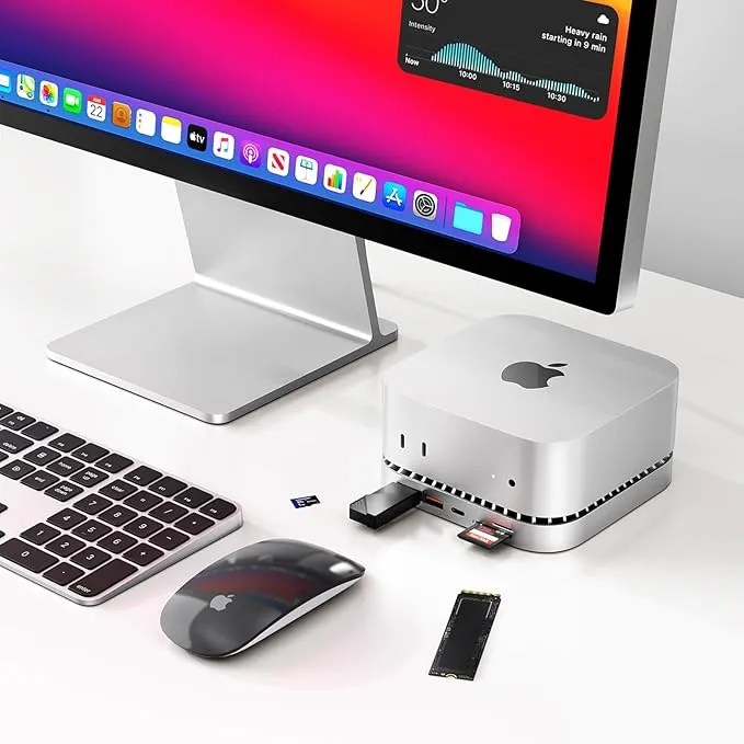 Station d'accueil en aluminium pour Mac Mini M4/M4 Pro avec boîtier SSD M.2